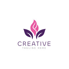 leaf flower logo icon vector template