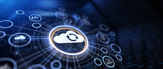 Cloud technology data storage concept on virtual screen.