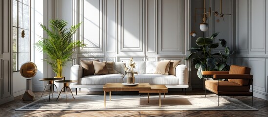 Living room in small apartment modern interior design series. with copy space image. Place for adding text or design