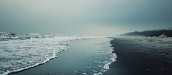 Minimalist shot of a beach in melancholic mood. with copy space image. Place for adding text or design