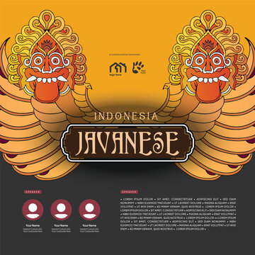 Cultural Event design layout template background with wayang kayon gunungan illustration
