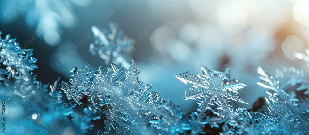 Fototapete Ice patterns on frozen glass Abstract ice pattern on winter glass as a background image Copy empty space for text. with copy space image. Place for adding text or design