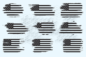 American Flag Silhouette, grunge USA flag set vector, grunge, flag, silhouette, independence, July, 4th of July, 4th July, flag silhouette - obrazy, fototapety, plakaty