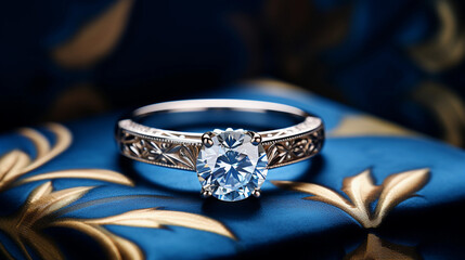 Royal Blue Canvas Accentuating the Beauty of an Engagement Ring in a Box