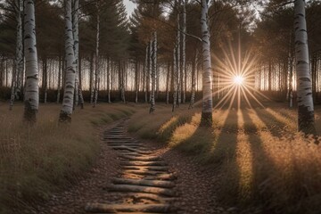 Fototapeta premium Bosco al tramonto