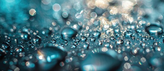 Macro background with water droplets condensation pattern on plastic surface. with copy space image. Place for adding text or design