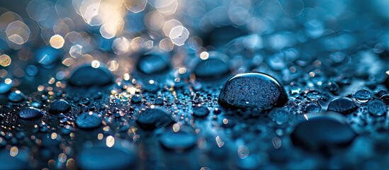 Macro background with water droplets condensation pattern on plastic surface. with copy space image. Place for adding text or design