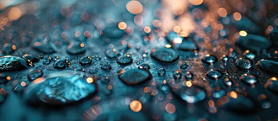 Macro background with water droplets condensation pattern on plastic surface. with copy space image. Place for adding text or design - obrazy, fototapety, plakaty
