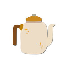 Vector flat illustration. Autumn cute and cozy icon for your design. Illustration of a teapot isolated on a white background.