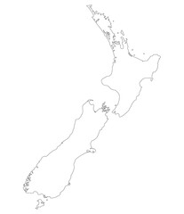 New Zealand map. Map of New Zealand in white color