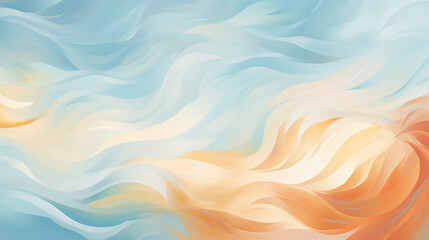 Soothing abstract design with gentle swirls and waves in soft pastel blue and orange, creating a calming and harmonious backdrop Ai Generative - obrazy, fototapety, plakaty
