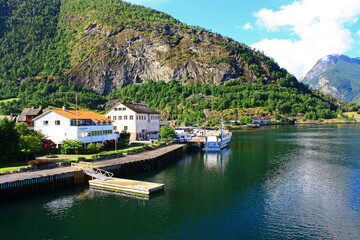 Fototapeta na wymiar Norway. A picturesque village on the coast of the Norwegian fjords.
