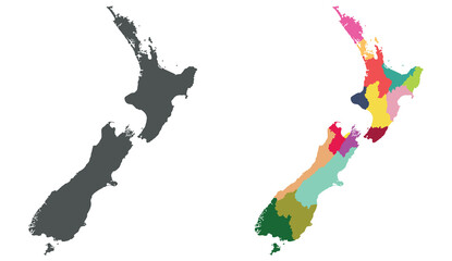 New Zealand map. Map of New Zealand in set