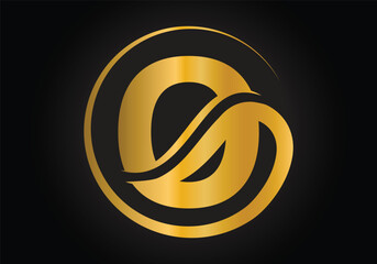 Obraz premium O Letter Logo with Golden Luxury Color and Monogram Design Vector Template.