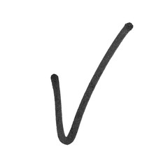 Check mark. Realistic rough black marker. Set of ink lines. The doodle is drawn on a white isolated background with a black marker. Hand painted. Black marker on paper isolated on white background
