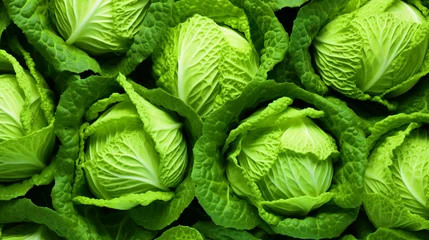 Foto op Plexiglas Group of cabbage vegetable pattern wallpaper - ai generative © DesiArt