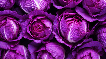 Obraz premium Group of cabbage vegetable pattern wallpaper - ai generative