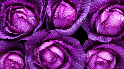 Obraz premium Group of cabbage vegetable pattern wallpaper - ai generative