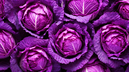 Obraz premium Group of cabbage vegetable pattern wallpaper - ai generative