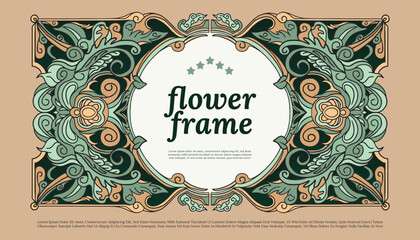 flower frame art nouveau style design template for social media or event poster - obrazy, fototapety, plakaty