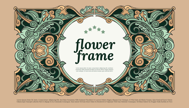 flower frame art nouveau style design template for social media or event poster