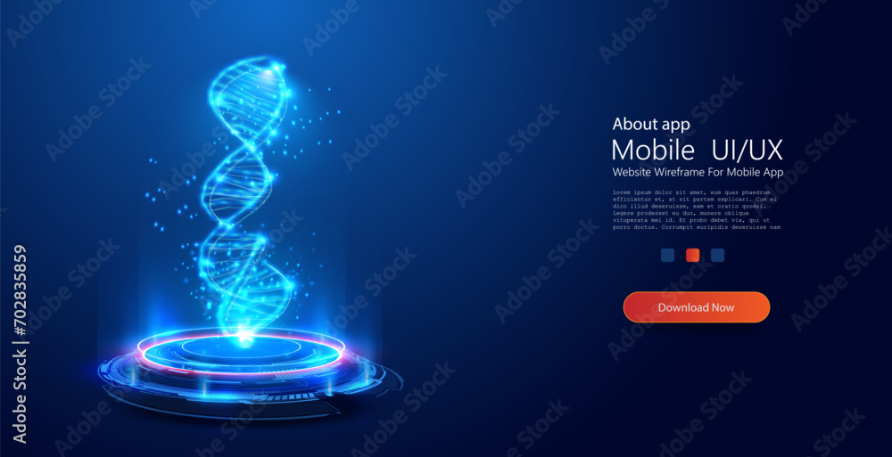 Fototapete abstract luminous dna molecule. modern treatment future, medicine. dynamic 3d rendering of a dna str