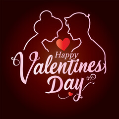 Happy Valentines Day, boyfriend and girlfriend, romantic, simple , vector, cool font, cursive font