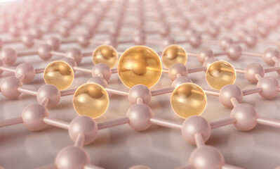 Cosmetic serum and vitamin on skin cell, Skin Repair, moisturizer, collagen serum. 3D rendering