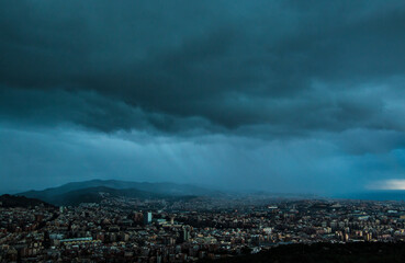 Huge storm clouds over city