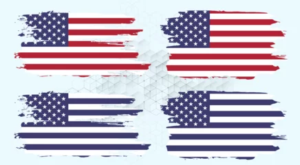 Fotobehang American Flag Silhouette, grunge USA flag set vector, grunge, flag, silhouette, independence, July, 4th of July, 4th July, flag silhouette © Graphic-360