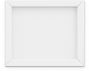 Close up view blank white landscape photo frame isolated on plain background.