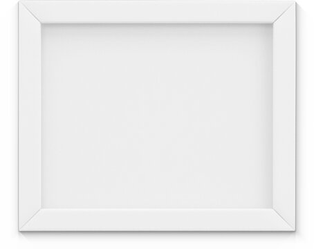 Close up view blank white landscape photo frame isolated on plain background.