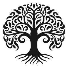 Obraz premium silhouette of a tree. The Olive tree silhouette icon is isolated on a white background.