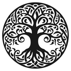 silhouette of a tree. The Olive tree silhouette icon is isolated on a white background.