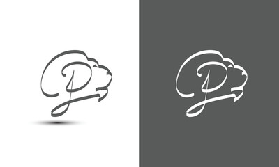 Initial letter P combine with lion head