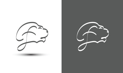 Initial letter F combine with lion head