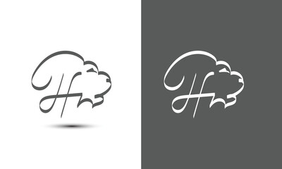 Initial letter H combine with lion head