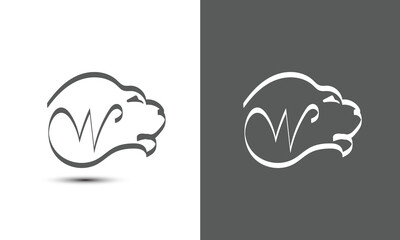 Initial letter W combine with lion head
