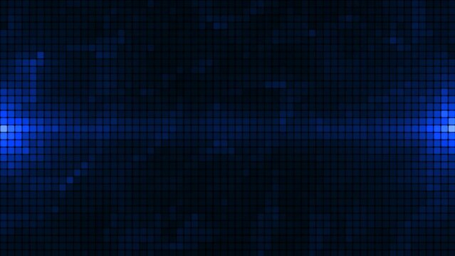Abstract blue mosaic background. Abstract blue LED motion dots background. Technology digital square blue color background. Blue pixel grid background. Animation of a geometric design element. 4K anim