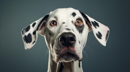 A dalmatian dog looking at the camera