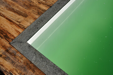 água verde suja de piscina 