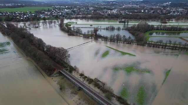 Ruhrhochwasser im Januar 2024 bei Schwerte zwischen Ergste und Wandhofen