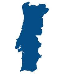 Portugal map. Map of Portugal in blue color