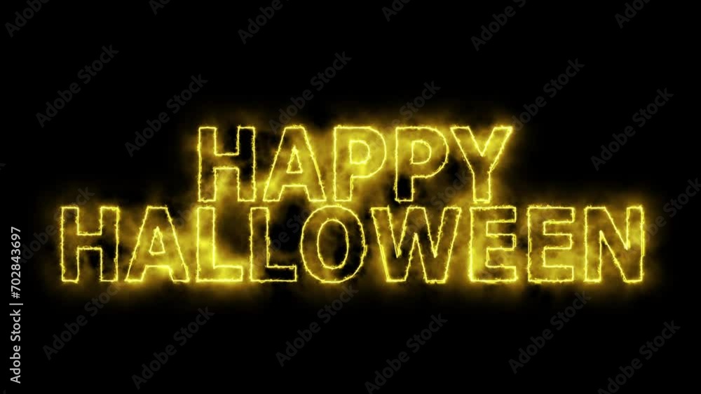Poster happy halloween text font with light. luminous and shimmering haze inside the letters of the text ha