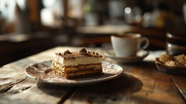 Ein St&uuml;ck Tiramisu auf einem Teller