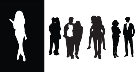 Romantic couple silhouette valentine edition. Silhouette isolated with white background