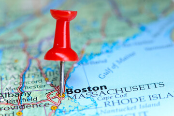 Boston, Massachusetts pin on map