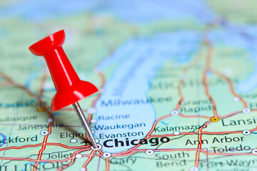 Chicago, Illinois pin on map