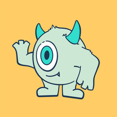 Friendly and colorful cute monster vector illustration