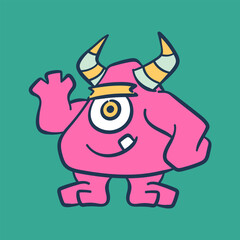Friendly and colorful cute monster vector illustration